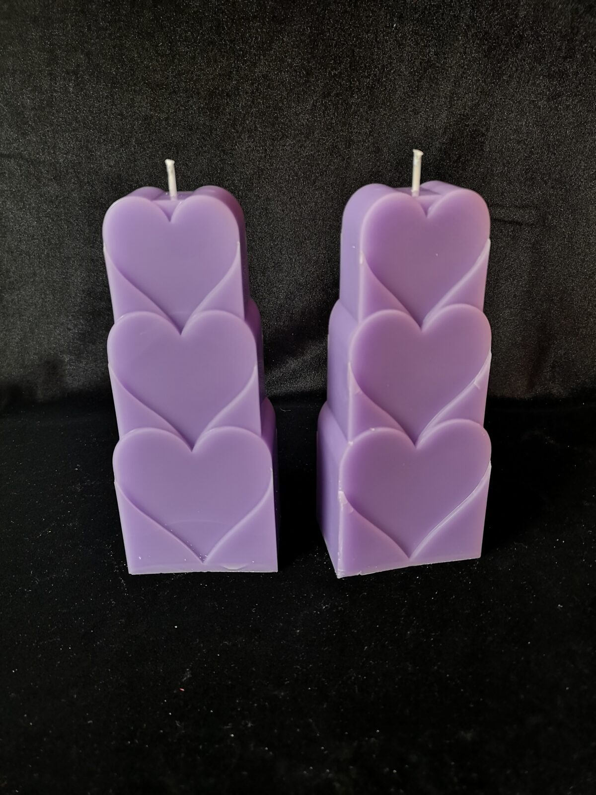 Stacked Heart Candle (Lilac)