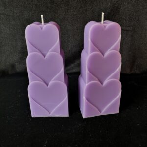 Stacked Heart Candle (Lilac)